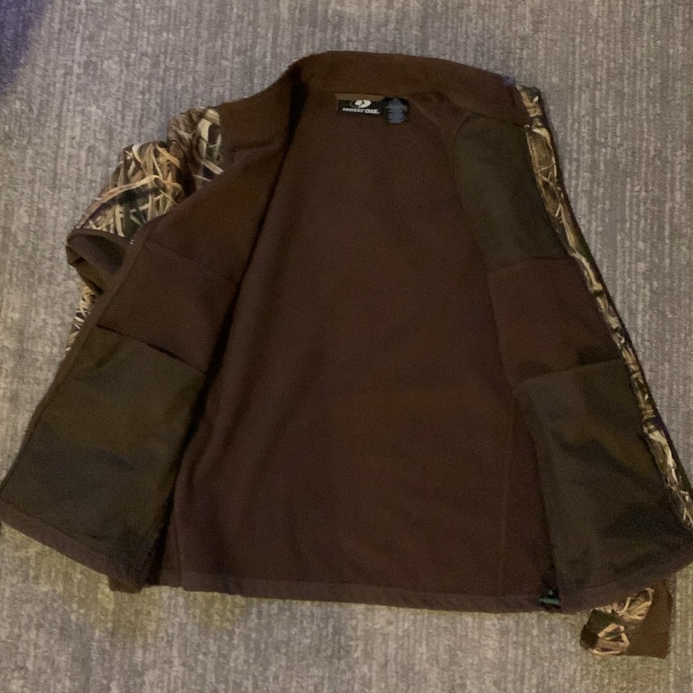 MOSSY OAK CAMO BROWN FLEECE LIGHT JACKET HUNTING OUTDOORS WOOD - Picture 6 of 6